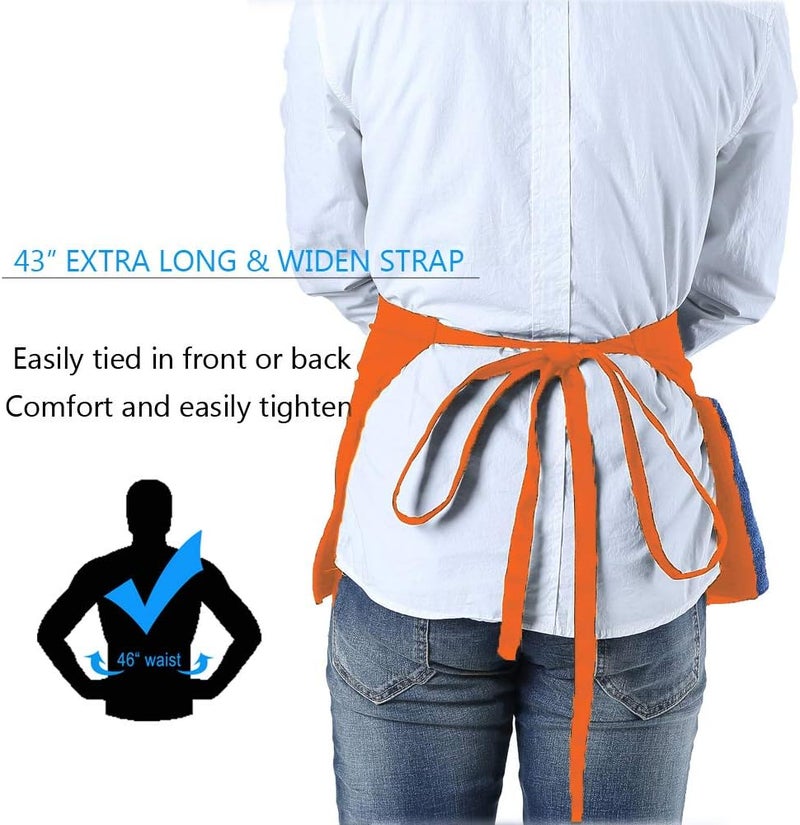 BOHARERS Waist Apron with 3 Pockets - Black Waitress Waiter Server Short Aprons - Image 2